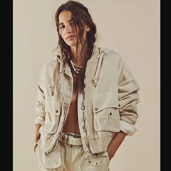 Free People Jackets & Blazers - Free People Slouchy Hooded Bomber Jacket